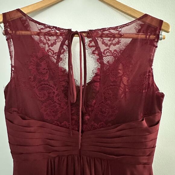 JJs House Womens Bridesmaids Dress Formal Long Lace Size 6 Burgundy Sleeveless - Picture 5 of 13